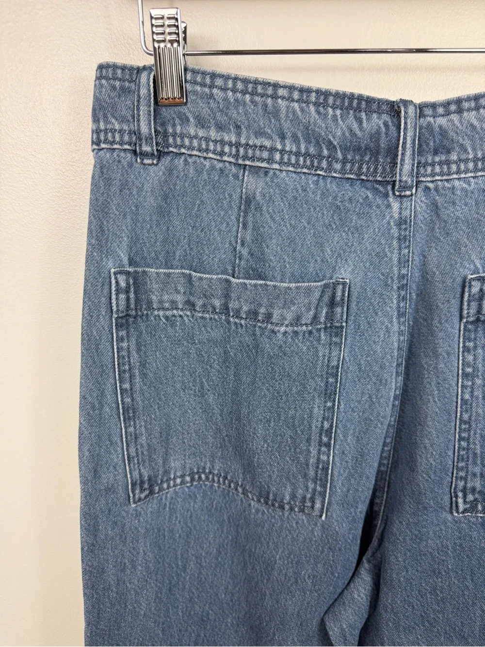 Venus Womens High Rise Wide Leg Jeans Size 10 Medium Wash Raw Fringed Hem Crop